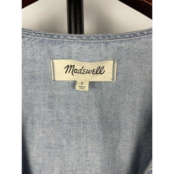 Madewell Light Blue Wash‎ Button-Front Short Sleeve Mini Denim Dress Size 0 - Picture 8 of 9